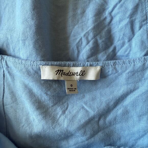 madewell sweetheart midi dress in linen-cotton blend powder blue np116 size 0 - Picture 6 of 8